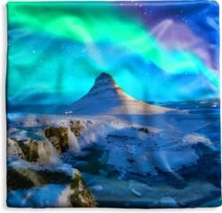 Kussenhoes 40x40 Cm - Noorderlicht - Berg - IJsland - Katoen / Polyester - Voor Binnen