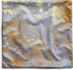 Kussenhoes 50x50 Cm - Marmer - Blauw - Goud - Luxe - Katoen / Polyester - Voor Binnen