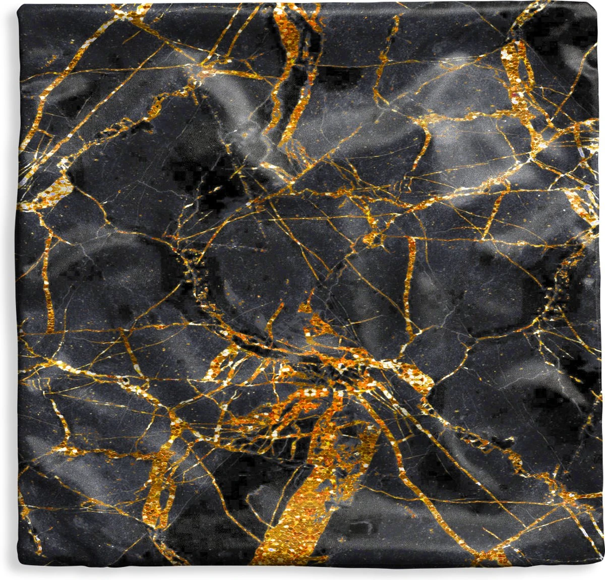 Kussenhoes 50x50 Cm - Marmer - Goud - Zwart - Glitter - Katoen / Polyester - Voor Binnen 3 Kussenhoes 50x50 Cm - Marmer - Goud - Zwart - Glitter - Katoen / Polyester - Voor Binnen