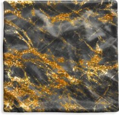Kussenhoes 45x45 Cm - Marmer - Goud - Zwart - Chic - Katoen / Polyester - Voor Binnen