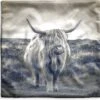 Kussenhoes 60x60 Cm - Schotse Hooglander - Dieren - Wolken - Koe - Natuur - Katoen / Polyester - Voor Binnen