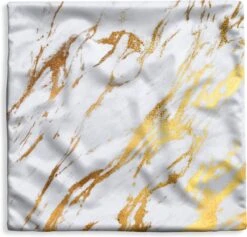 Kussenhoes 40x40 Cm - Marmer - Patronen - Wit - Goud - Katoen / Polyester - Voor Binnen