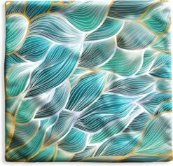 Kussenhoes 40x40 Cm - Gouden Golven Op Een Blauwe Achtergrond - Katoen / Polyester - Voor Binnen