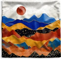 Kussenhoes 50x50 Cm - Marmer - Goud - Blauw - Katoen / Polyester - Voor Binnen