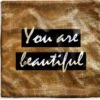 Kussenhoes 60x60 Cm - Quote - Beauty - Bruin - Goud - Katoen / Polyester - Voor Binnen -Pillowmonkey 1200x1151 185