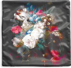 Kussenhoes 40x40 Cm - Bloemen - Boeket - Regenboog - Katoen / Polyester - Voor Binnen
