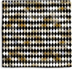 Kussenhoes 45x45 Cm - Patronen - Goud - Zwart - Ruit - Katoen / Polyester - Voor Binnen