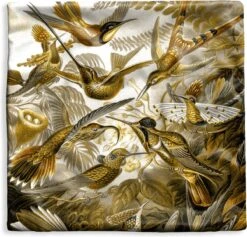 Kussenhoes 50x50 Cm - Trochilidae - Ernst Haeckel - Goud - Katoen / Polyester - Voor Binnen