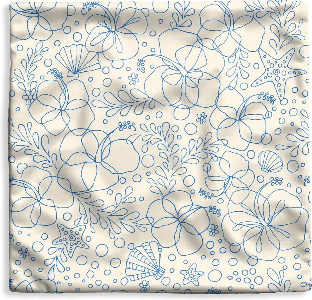 Kussenhoes 40x40 Cm - Zomer - Bloemen - Blauw - Katoen / Polyester - Voor Binnen 3 Kussenhoes 40x40 Cm - Zomer - Bloemen - Blauw - Katoen / Polyester - Voor Binnen
