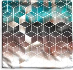 Kussenhoes 40x40 Cm - Abstract - Kubus - Goud - Patronen - Luxe - Katoen / Polyester - Voor Binnen