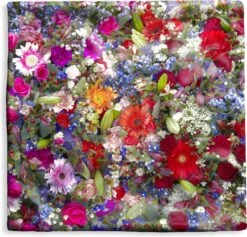 Kussenhoes 50x50 Cm - Een Bloemdessin Met Felle Kleuren - Katoen / Polyester - Voor Binnen