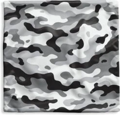 Kussenhoes 50x50 Cm - Zwart-wit Camouflage Patroon - Katoen / Polyester - Voor Binnen