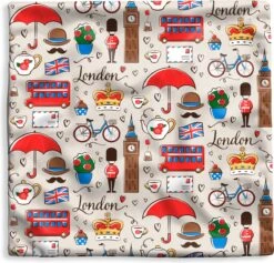 Kussenhoes 40x40 Cm - Patroon - Tekeningen - Londen - Katoen / Polyester - Voor Binnen
