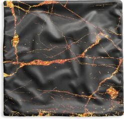 Kussenhoes 45x45 Cm - Marmer - Goud - Zwart - Marmerlook - Luxe - Glitter - Katoen / Polyester - Voor Binnen