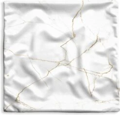 Kussenhoes 60x60 Cm - Marmer - Goud - Wit - Steen - Katoen / Polyester - Voor Binnen