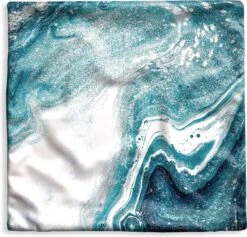 Kussenhoes 40x40 Cm - Edelstenen - Blauw - Natuur - Marmer - Abstract - Katoen / Polyester - Voor Binnen