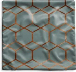 Kussenhoes 60x60 Cm - Patronen - Luxe - Blauw - Brons - Katoen / Polyester - Voor Binnen