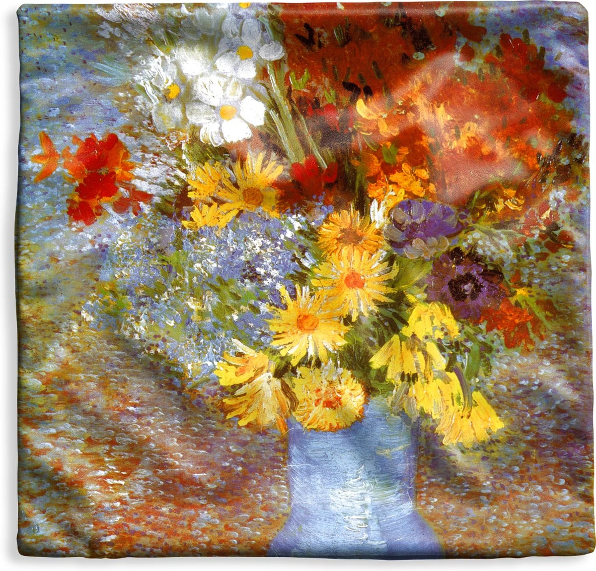 Kussenhoes 45x45 Cm - Vaas Met Madeliefjes En Anemonen - Schilderij Van Vincent Van Gogh - Katoen / Polyester - Voor Binnen 3 Kussenhoes 45x45 Cm - Vaas Met Madeliefjes En Anemonen - Schilderij Van Vincent Van Gogh - Katoen / Polyester - Voor Binnen