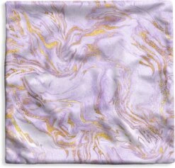 Kussenhoes 40x40 Cm - Marmer - Lila - Goud - Katoen / Polyester - Voor Binnen