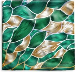 Kussenhoes 40x40 Cm - Abstracte Achtergrond Met Goud En Groen - Katoen / Polyester - Voor Binnen