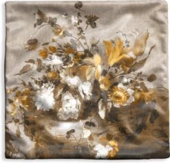 Kussenhoes 40x40 Cm - Bloemen - Oude Meesters - Geel - Katoen / Polyester - Voor Binnen