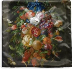 Kussenhoes 40x40 Cm - Festoen Van Vruchten En Bloemen - Schilderij Van Jan Davidsz. De Heem - Katoen / Polyester - Voor Binnen