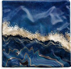 Kussenhoes 40x40 Cm - Marmer - Textuur - Goud - Illustratie - Katoen / Polyester - Voor Binnen