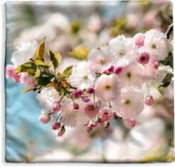 Kussenhoes 45x45 Cm - Bloemen - Bloesem - Lente - Katoen / Polyester - Voor Binnen