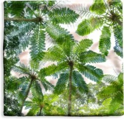 Kussenhoes 50x50 Cm - Bomen En Bladeren In Jungle - Katoen / Polyester - Voor Binnen