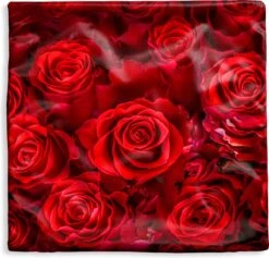 Kussenhoes 40x40 Cm - Bloemen - Rozen - Rood - Katoen / Polyester - Voor Binnen