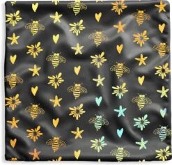 Kussenhoes 60x60 Cm - Bij - Goud - Patroon - Katoen / Polyester - Voor Binnen