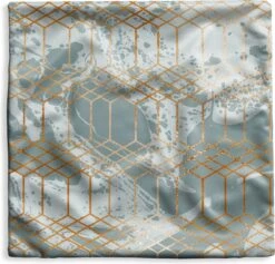 Kussenhoes 45x45 Cm - Marmer - Grijs - Goud - Patronen - Katoen / Polyester - Voor Binnen