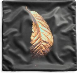 Kussenhoes 40x40 Cm - Bladeren - Luxe - Goud - Zwart - Natuur - Katoen / Polyester - Voor Binnen
