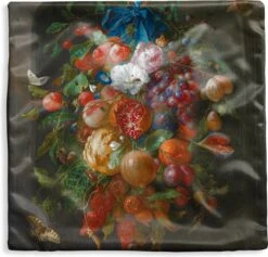 Kussenhoes 45x45 Cm - Festoen Van Vruchten En Bloemen - Schilderij Van Jan Davidsz. De Heem - Katoen / Polyester - Voor Binnen