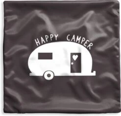 Kussenhoes 60x60 Cm - Spreuken - Happy Camper - Quotes - Katoen / Polyester - Voor Binnen