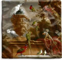 Kussenhoes 45x45 Cm - De Menagerie - Melchior D'Hondecoeter - Katoen / Polyester - Voor Binnen