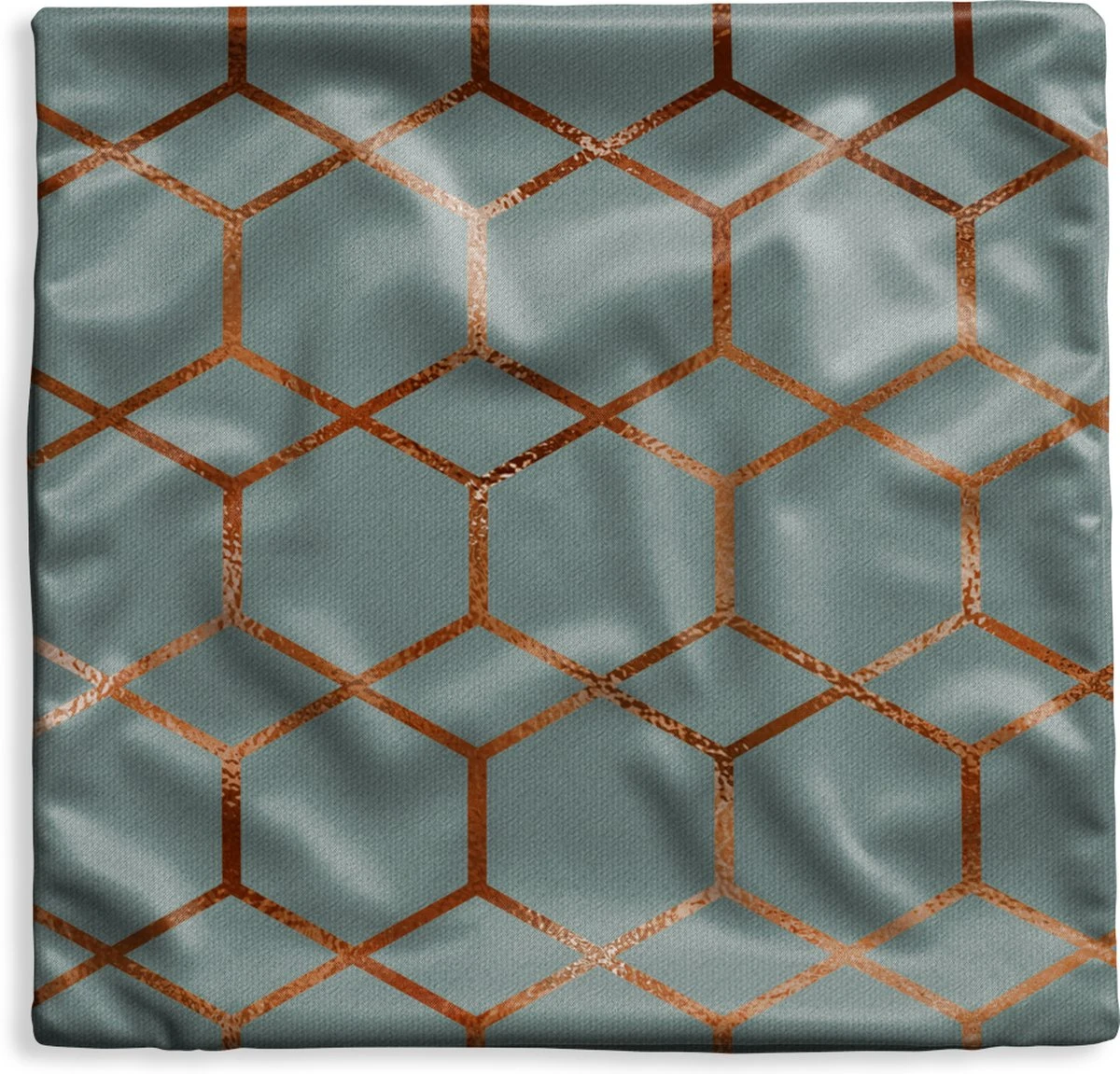 Kussenhoes 60x60 Cm - Patronen - Luxe - Blauw - Brons - Katoen / Polyester - Voor Binnen 2 Kussenhoes 60x60 Cm - Patronen - Luxe - Blauw - Brons - Katoen / Polyester - Voor Binnen