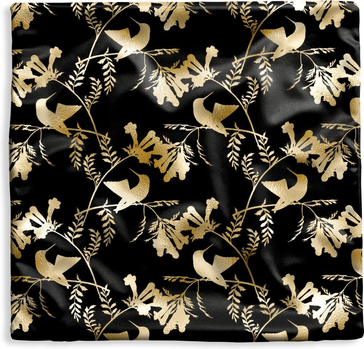 Kussenhoes 50x50 Cm - Patronen - Vogels - Goud - Katoen / Polyester - Voor Binnen 3 Kussenhoes 50x50 Cm - Patronen - Vogels - Goud - Katoen / Polyester - Voor Binnen