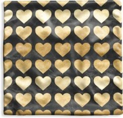 Kussenhoes 45x45 Cm - Patronen - Hart - Goud - Zwart - Katoen / Polyester - Voor Binnen