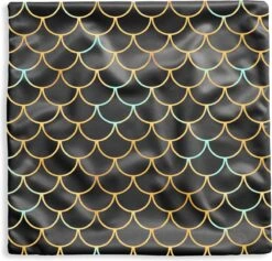 Kussenhoes 45x45 Cm - Patronen - Vis - Goud - Zwart - Katoen / Polyester - Voor Binnen