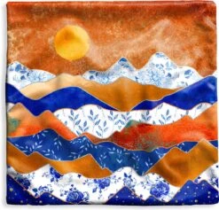 Kussenhoes 45x45 Cm - Goud - Delfts Blauw - Patronen - Katoen / Polyester - Voor Binnen