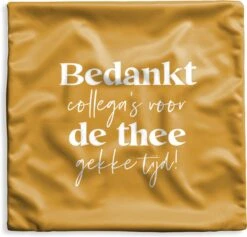 Kussenhoes 60x60 Cm - Collega Afscheid - Werk - Goud - Katoen / Polyester - Voor Binnen