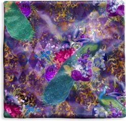 Kussenhoes 60x60 Cm - Patronen - Pauw - Paars - Katoen / Polyester - Voor Binnen