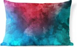 Buitenkussens - Tuin - Abstract Werk Gemaakt Van Waterverf En Rode Met Blauwe En Groene Kleuren - 50x30 Cm