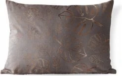 Buitenkussens - Tuin - Luxe Patroon Van Bronzen Bladeren Op Een Bruine Achtergrond - 60x40 Cm