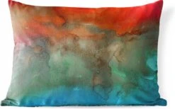 Buitenkussens - Tuin - Abstract Werk Gemaakt Met Waterverf En Rode Met Bruine En Blauwe Kleuren - 60x40 Cm