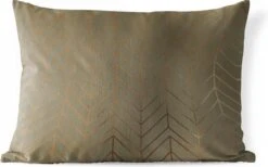 Buitenkussens - Tuin - Luxe Patroon Van Glimmende En Gouden Lijnen Op Een Donkergroene Achtergrond - 60x40 Cm