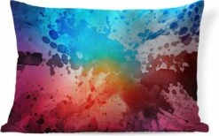 Sierkussens - Kussen - Abstract Werk Gemaakt Van Waterverf En Verfspatten Op Een Gekleurde Achtergrond - 60x40 Cm - Kussen Van Katoen