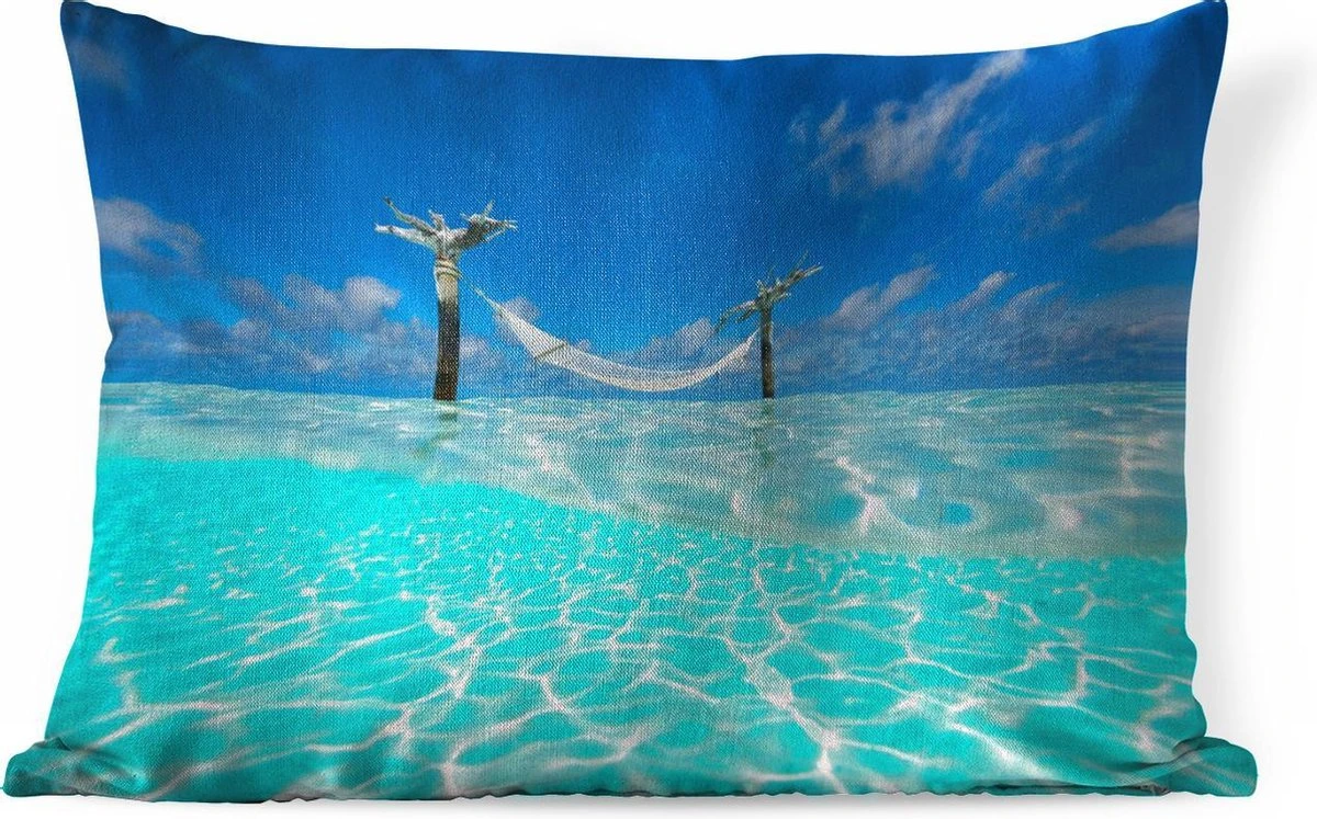 Sierkussens - Kussen - Het Lichtblauwe Water Met Een Hangmat Bij De Indische Oceaan - 50x30 Cm - Kussen Van Katoen 11 Sierkussens - Kussen - Het Lichtblauwe Water Met Een Hangmat Bij De Indische Oceaan - 50x30 Cm - Kussen Van Katoen - Afbeelding 9