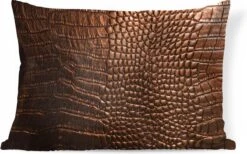 Sierkussens - Kussen - Het Bruine Leder Van Een Krokodil - 60x40 Cm - Kussen Van Katoen